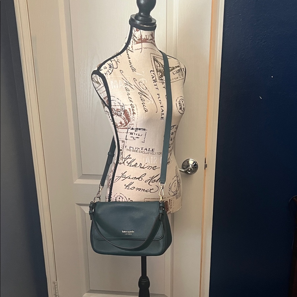 Kate Spade New York Teal Pebbled Leather Crossbody Bag w/Dust Bag